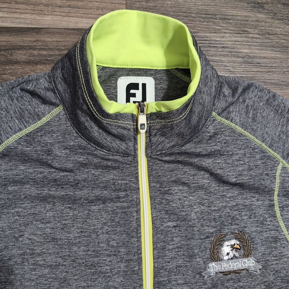 Women's FOOTJOY FJ Golf Pullover 1/2 Zip Gray/Green Federal Club Eagle Crest 25Y